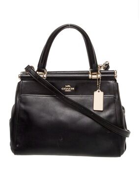 Coach Black Leather Satchel with Gold Hardware and Tag